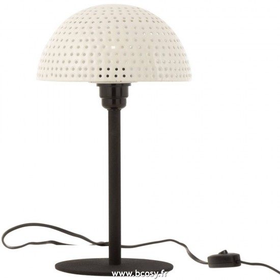J Line Lampe Champignon Boules Metal Brillant Blanc Noir Small L16xB16xH20 cm Jline 17239 by Jolipa 17239