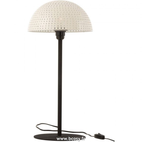 J Line Lampe Champignon Boules Metal Brillant Blanc Noir Large L21xB21xH38 cm Jline 17240 by Jolipa 17240