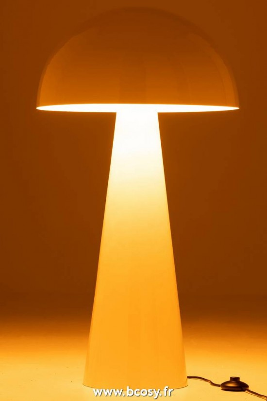 J-Line Lampadaires Lampes Raides Debouts Sur Pied De Sol Jolipa J Line Jline Lampe Champignon Metal Brillant Blanc Extra Large