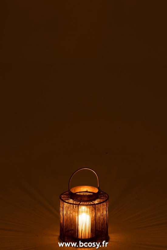 J-Line lanternes photophores Jolipa J Line Jline Lanterne Metal Antique Marron Small