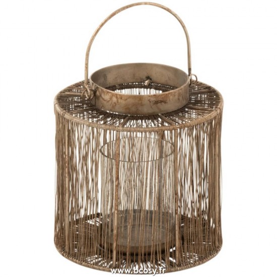 J Line Lanterne Metal Antique Marron Small L18xB18xH18 cm Jline 17244 by Jolipa 17244