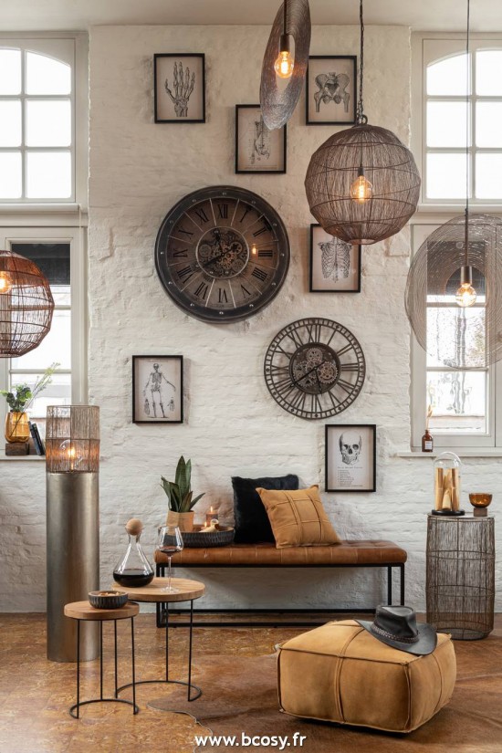 J-Line tables d appoint bouts de canapé J Line Set De 2 Table Gigogne Panier Haut Antique Marron