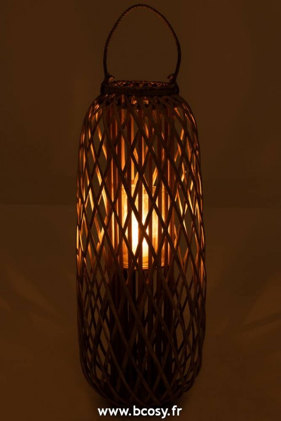 J-Line lanternes photophores Jolipa Jline Lanterne Willow Bois Gris Large