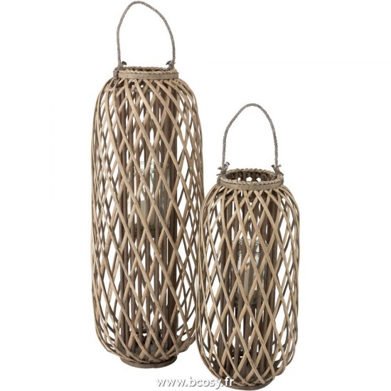 J-Line lanternes photophores Lanterne Willow Bois Gris Large