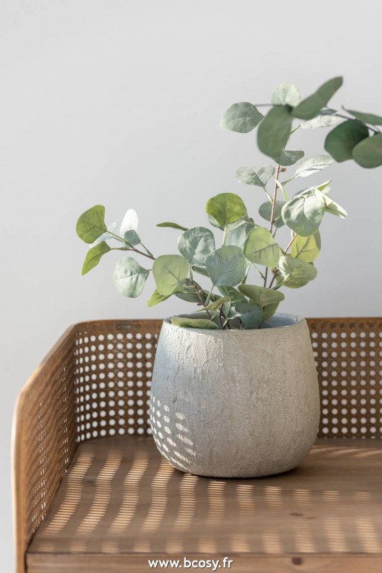 J-Line cachepots de fleur J Line Cachepot Taches Rugueux Ceramique Gris Medium