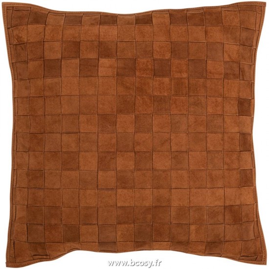 J-Line coussins Jolipa J Line Jline Coussin Carre Petit Cuir Cognac