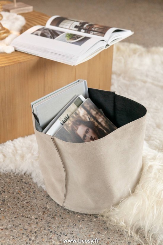 Jolipa J Line Jline Panier De Rangement Rond Bas Cuir Beige