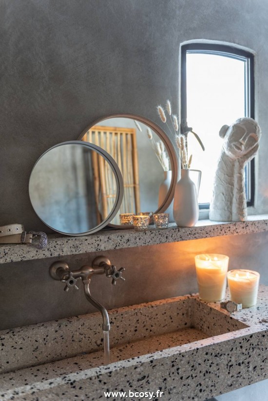 Jolipa J Line Jline Miroir Rond Cuir Beige Small