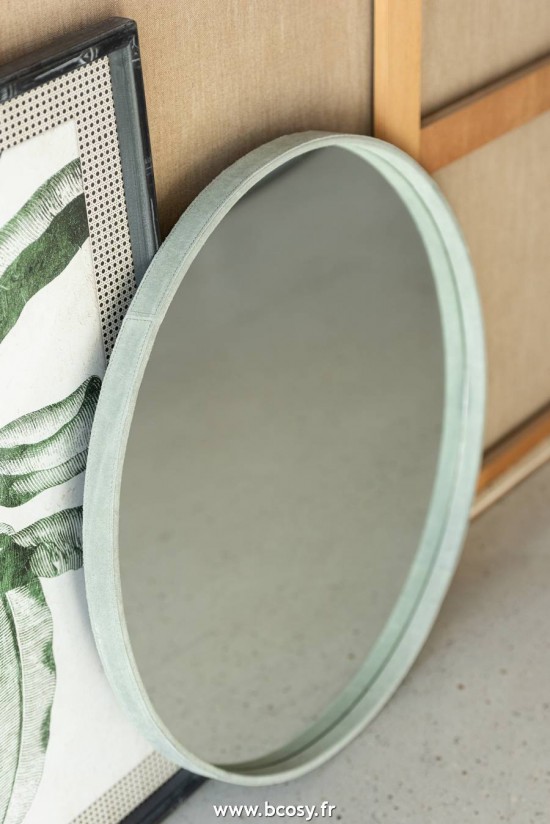 Jolipa J Line Jline Miroir Rond Cuir Vert Small