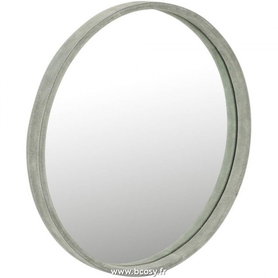 J Line Miroir Rond Cuir Vert Small L40xB40xH3 cm Jline 17945 by Jolipa 17945