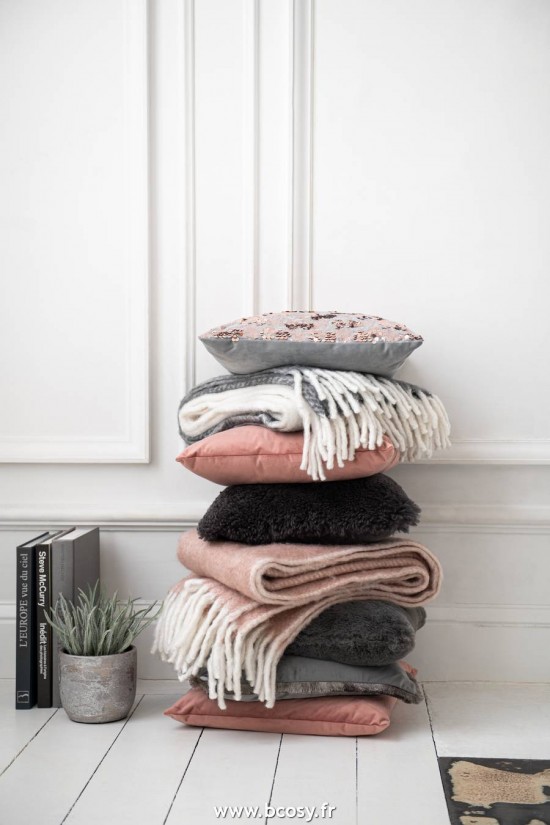 Jolipa J Line Jline Coussin Alpha Carre Polyester Gris