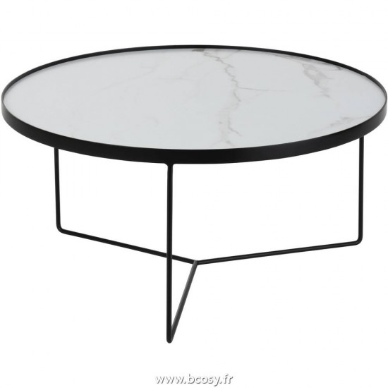 J Line Table Basse Ronde Mdf Fer Noir Blanc Marbré 80 Jline 1797 by Jolipa 1797