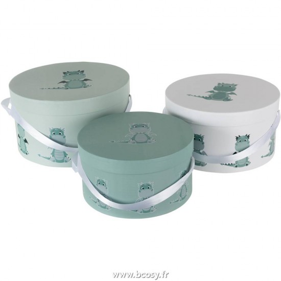 J Line Set De 3 Boite Dragon Papier Blanc Menthe L32xB32xH18 cm Jline 18132 by Jolipa 18132