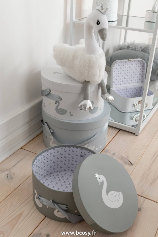 Jolipa J Line Jline Set De 3 Boite Cygne Papier Blanc Gris