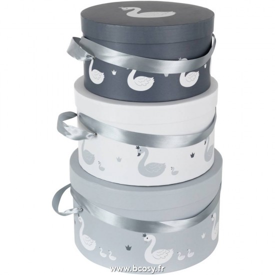 J-Line boites Jolipa J Line Jline Set De 3 Boite Cygne Papier Blanc Gris