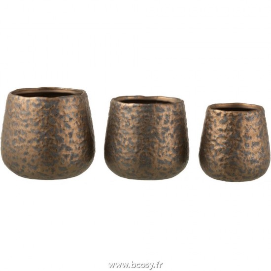 J-Line cachepots de fleur Jolipa J Line Jline Cachepot Taches Rond Ceramique Cuivre Large