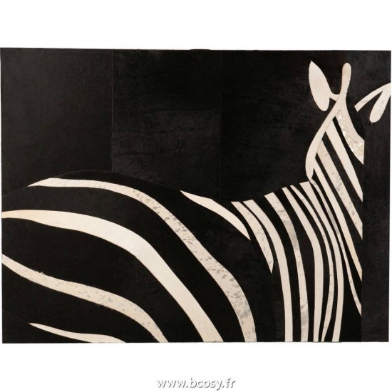 J-Line canevas Jolipa J Line Jline Cadre Rectangulaire Zebre Cuir Noir Blanc