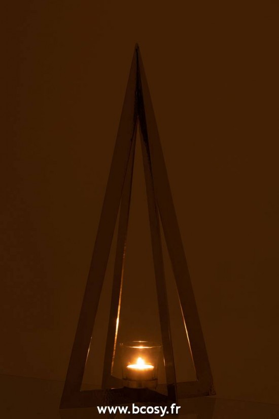 J-Line photophores Jolipa J Line Jline Photophore Arbre Acier Inoxydable Verre Argent Large