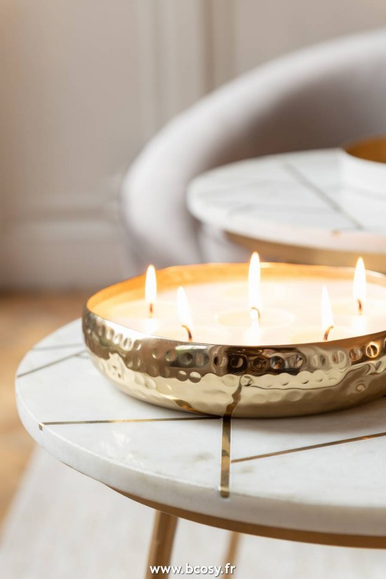 J-Line Set 2 Tavolini Marmo/Ferro Oro/Bianco