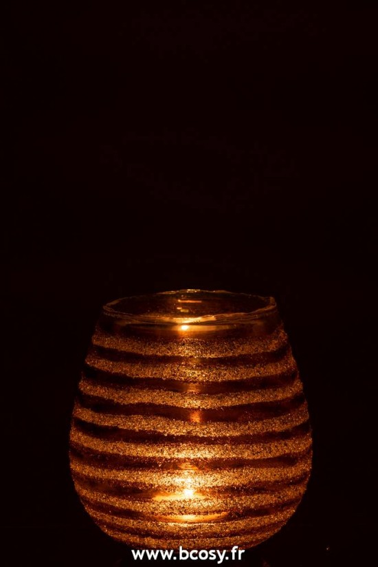 J-Line photophores Jolipa J Line Jline Photophore Lignes Rond Verre Marron Medium