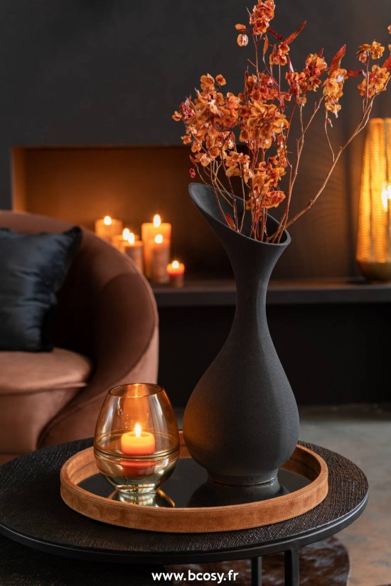 Jolipa J Line Jline Vase Olivia Rugueux Aluminium Noir Medium