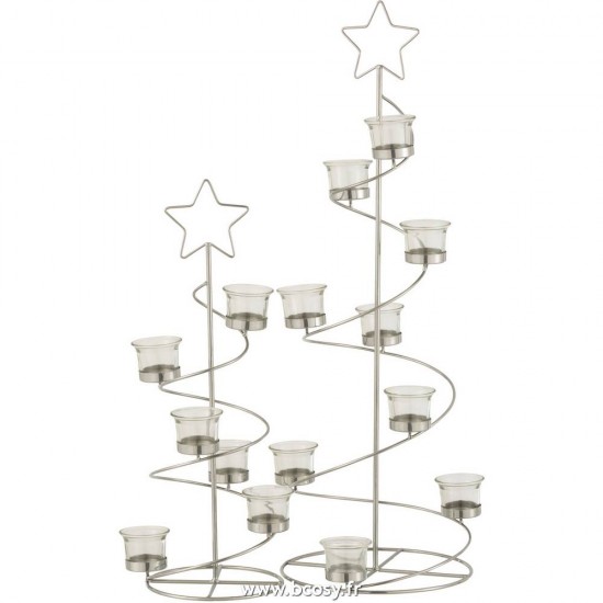 Jolipa J Line Jline Photophore Arbre Spirale Metal Verre Argent Large