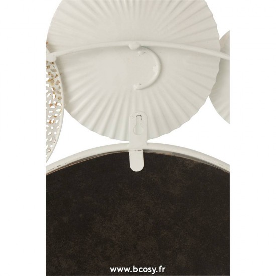 J-Line miroirs Jolipa J Line Jline Miroir Rond Cercles Metal Blanc Or