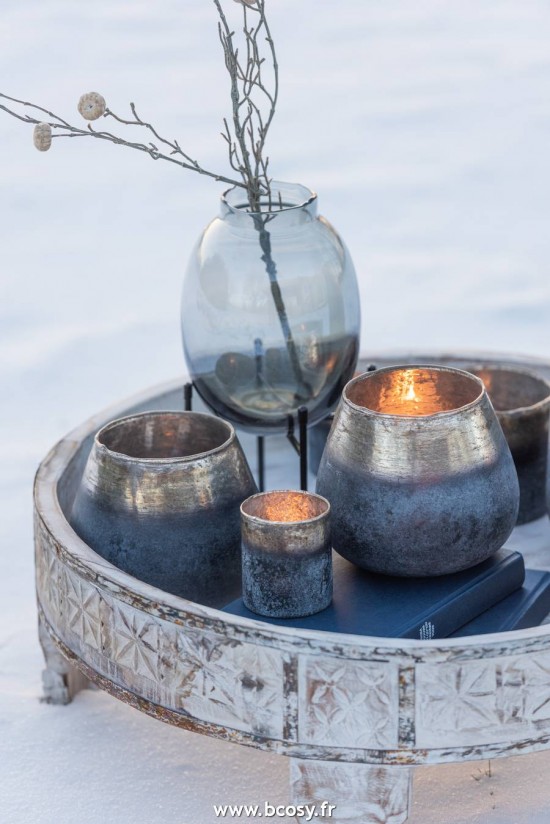 Jolipa J Line Jline Vase Pied Bord Irregulier Gris Bleu Noir Small