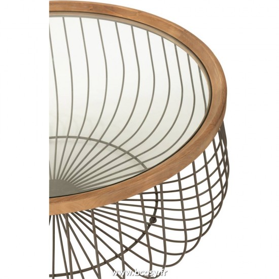 J-Line tables de salon basse Jolipa J Line Jline Set De 2 Table De Salon Ronde Metal Verre Noir