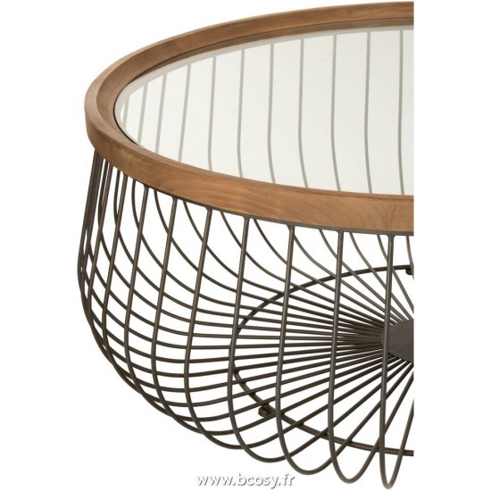 Jolipa J Line Jline Set De 2 Table De Salon Ronde Metal Verre Noir