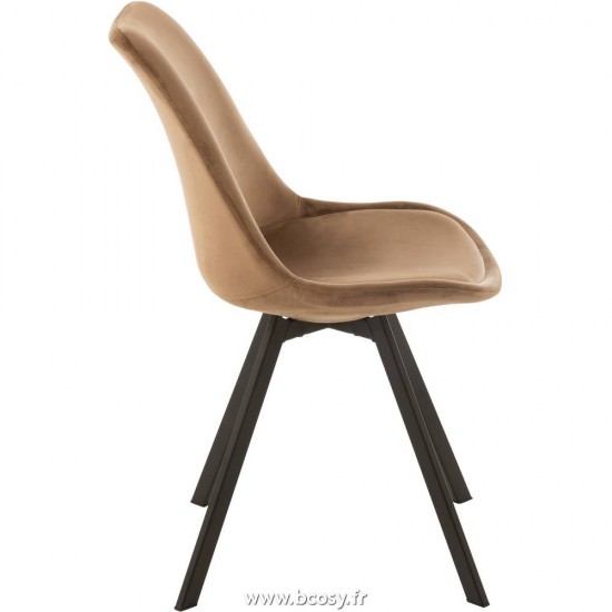 Jolipa J Line Jline Chaise Helene Metal Textile Marron