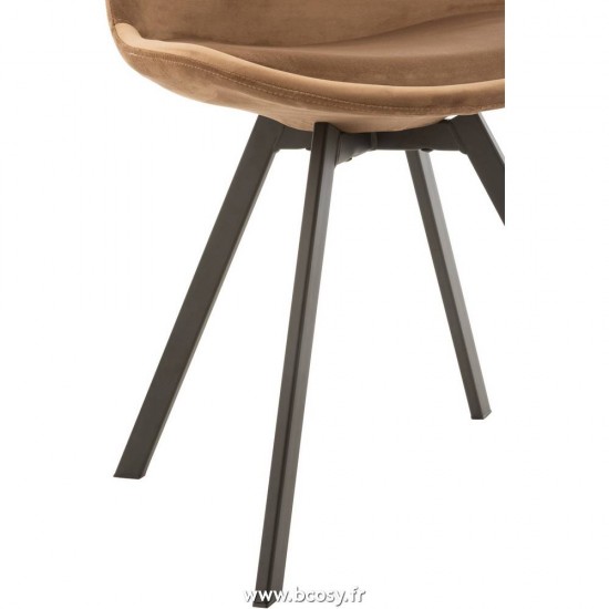 J-Line chaises de repas J Line Chaise Helene Metal Textile Marron