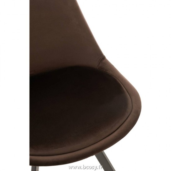 J-Line chaises de repas Jolipa J Line Jline Chaise Helene Metal Textile Marron Fonce