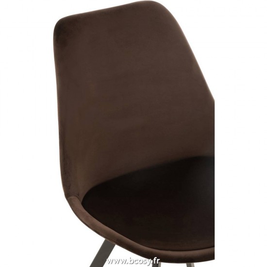 Jolipa J Line Jline Chaise Helene Metal Textile Marron Fonce