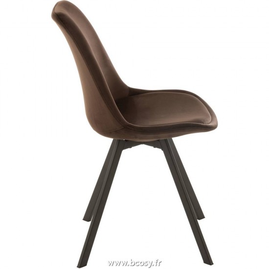 J-Line chaises de repas J Line Chaise Helene Metal Textile Marron Fonce