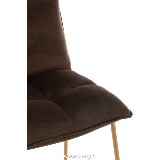 J-Line chaises tabourets de bar Jolipa J Line Jline Chaise De Bar Pierre Metal Textile Marron Fonce