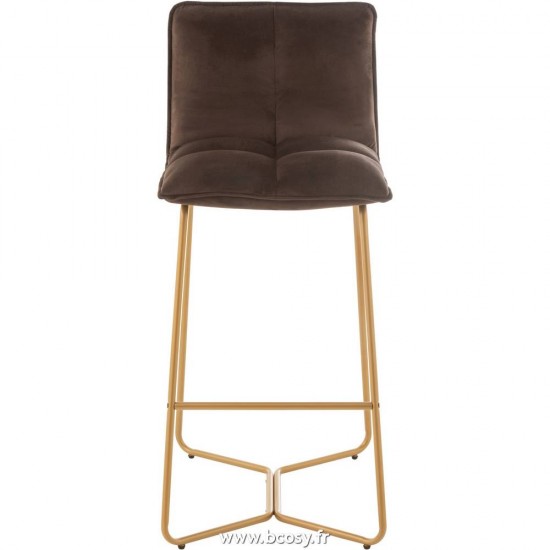 J-Line chaises tabourets de bar J Line Chaise De Bar Pierre Metal Textile Marron Fonce