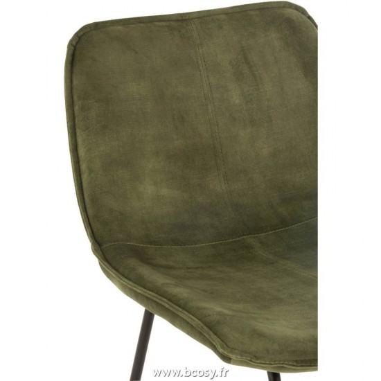 J-Line chaises tabourets de bar Jolipa J Line Jline Chaise De Bar Laurent Metal Textile Vert