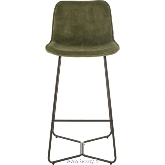 Jolipa J Line Jline Chaise De Bar Laurent Metal Textile Vert