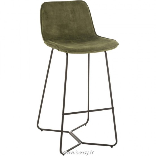 J Line Chaise De Bar Laurent Metal Textile Vert L57xB48xH103 cm Jline 19518 by Jolipa 19518