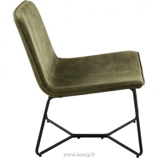 J-Line chaises lounges J Line Chaise Lounge Isabel Metal Textile Vert