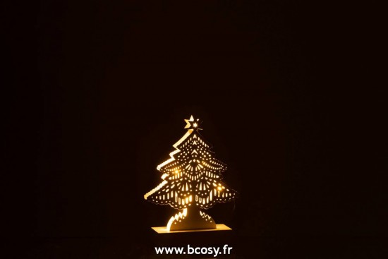 J-Line arbres sapins de noel sur pied Jolipa J Line Jline Sapin De Noel Decoratif Led Bois Blanc Small