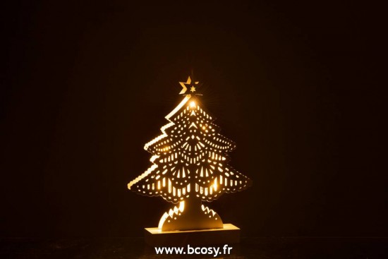 J-Line arbres sapins de noel sur pied Jolipa J Line Jline Sapin De Noel Decoratif Led Bois Blanc Large