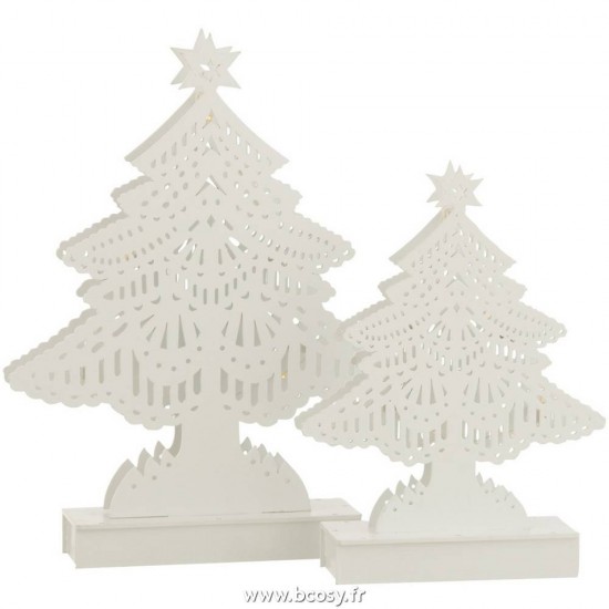 Jolipa J Line Jline Sapin De Noel Decoratif Led Bois Blanc Large