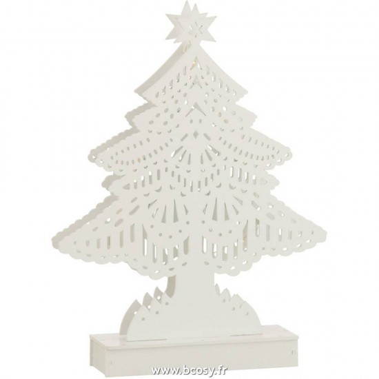 J Line Sapin De Noel Decoratif Led Bois Blanc Large L25xB6xH33 cm Jline 19548 by Jolipa 19548