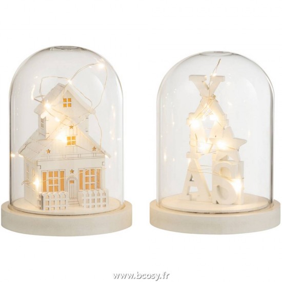 J-line 19549 Jolipa JLine objets deco cloche en verre avec objet