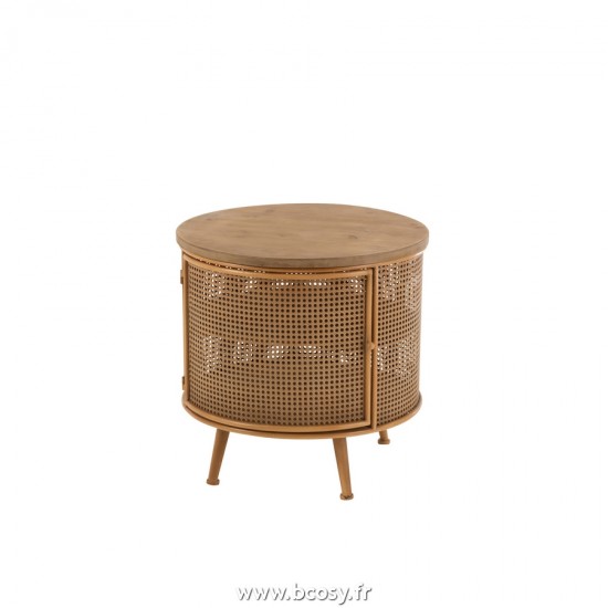 J Line Armoire Ronde Métal Bois Marron L60xB60xH59 cm Jline 20071 by Jolipa 20071