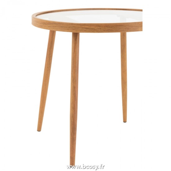 Jolipa J Line Jline Table Gigogne Ronde Metal Verre Naturel