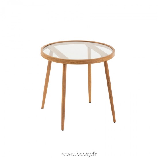 J Line Table Gigogne Ronde Metal Verre Naturel L50xB50xH48 cm Jline 20085 by Jolipa 20085