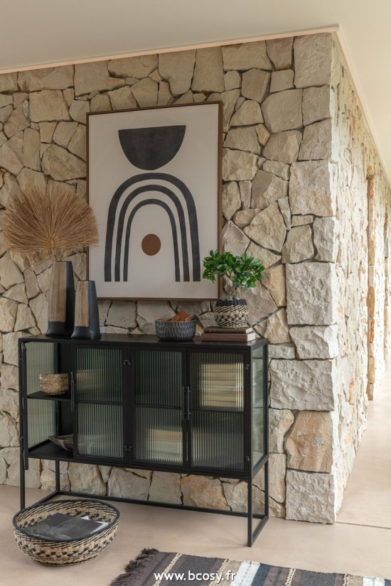 J-Line paniers de rangement J Line Set De 2 Panier Bas Zostere Naturel Noir